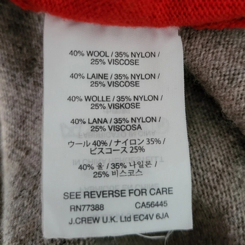 J.Crew Wool Blend Colorblock Tunic Sweater‎ Women's M Red Gray Relaxed Preppy